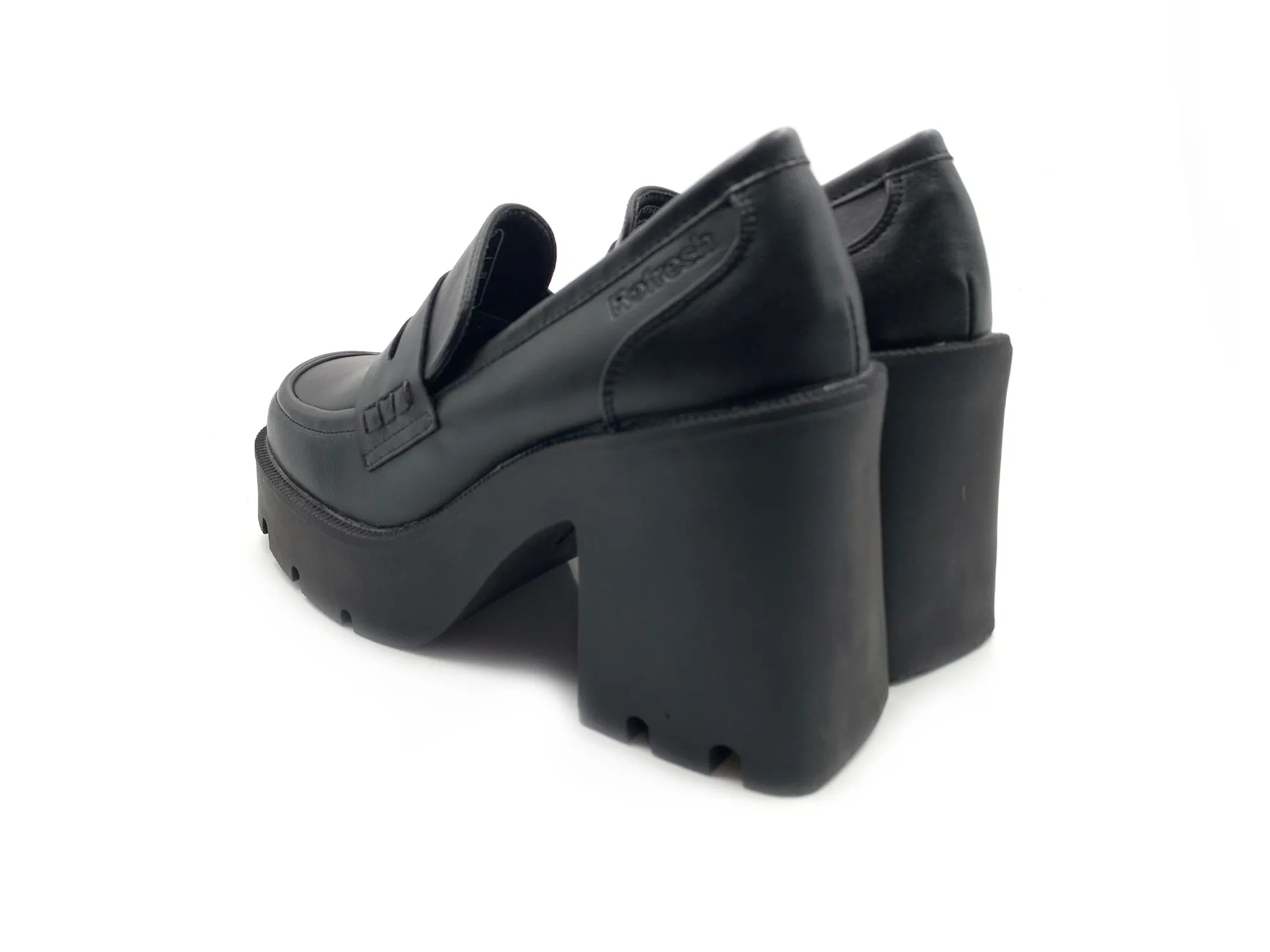 Refresh 171413 Mocasin Vegano Negro Tacón 10 Mujer