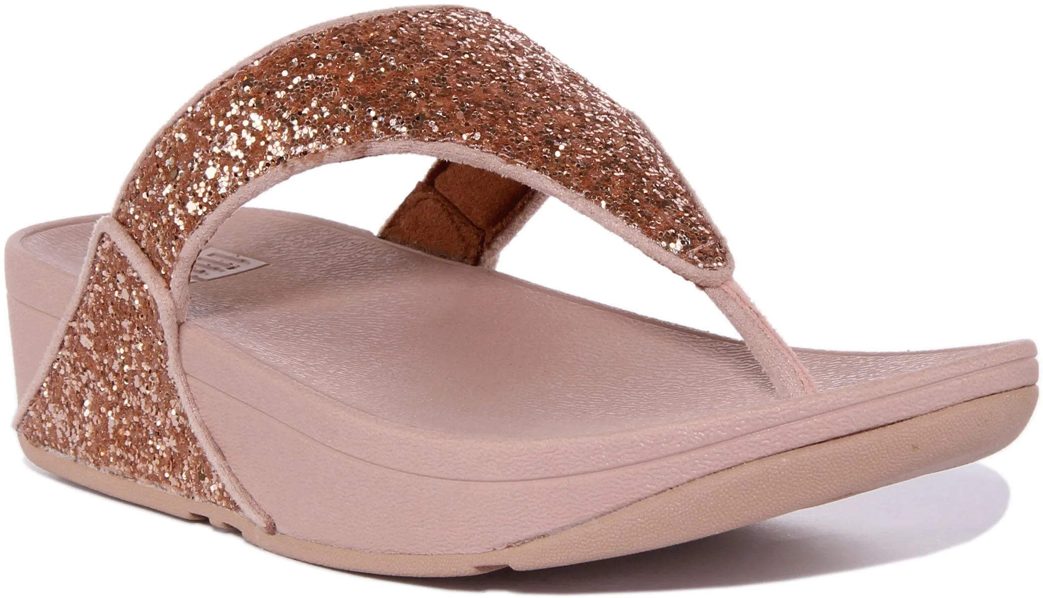 Sandali con Tomaia in Gomma Glitterata da Donna Fitflop Lulu con Comfort Cristallino e Cinturino Tra le Dita a Mezzanotte