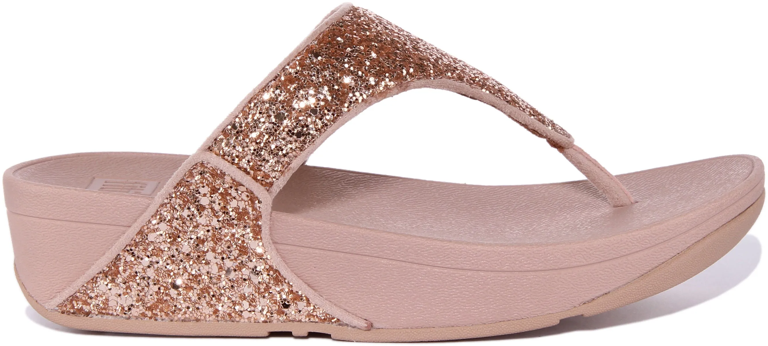 Sandali con Tomaia in Gomma Glitterata da Donna Fitflop Lulu con Comfort Cristallino e Cinturino Tra le Dita a Mezzanotte