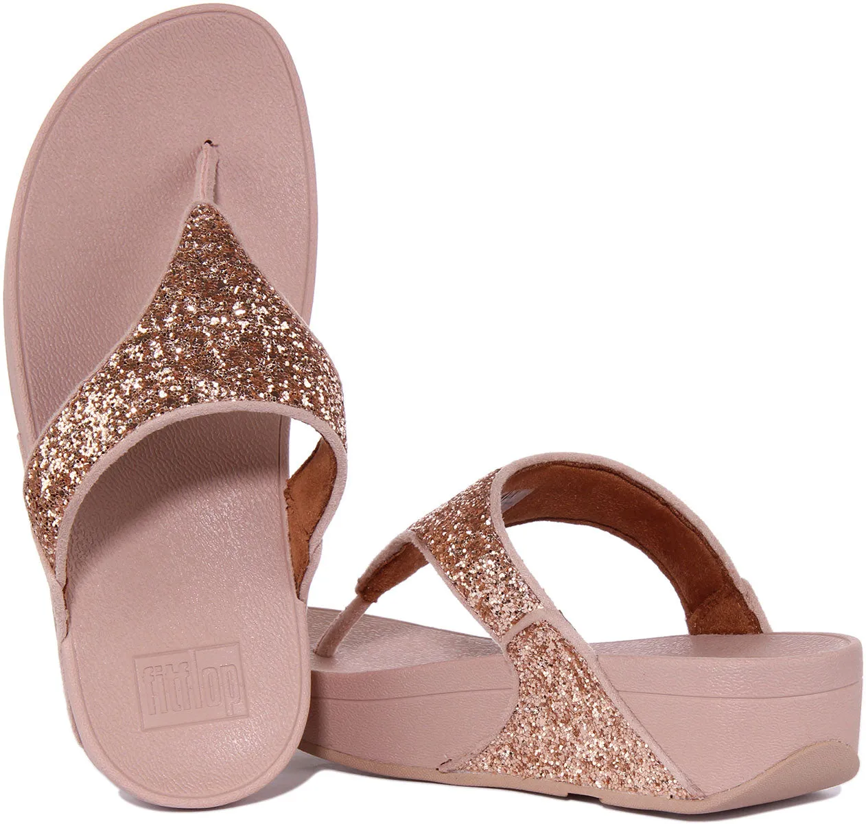 Sandali con Tomaia in Gomma Glitterata da Donna Fitflop Lulu con Comfort Cristallino e Cinturino Tra le Dita a Mezzanotte
