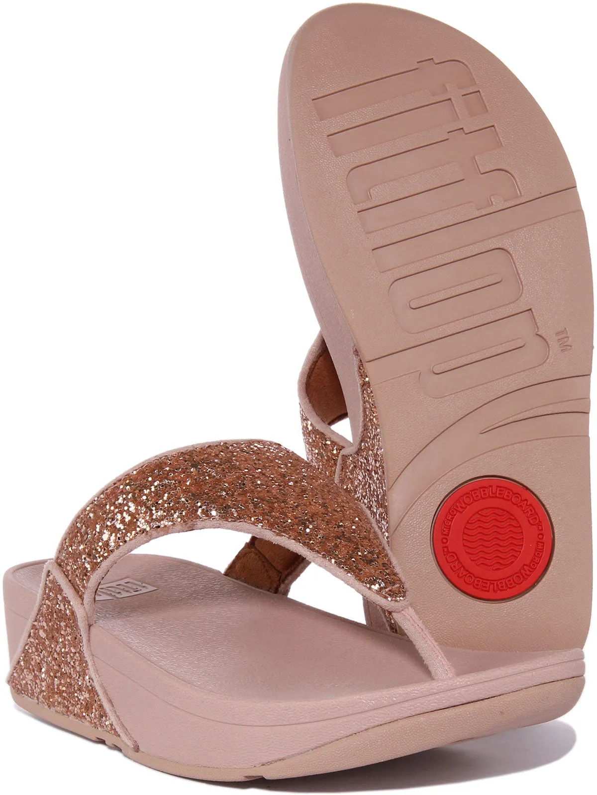 Sandali con Tomaia in Gomma Glitterata da Donna Fitflop Lulu con Comfort Cristallino e Cinturino Tra le Dita a Mezzanotte