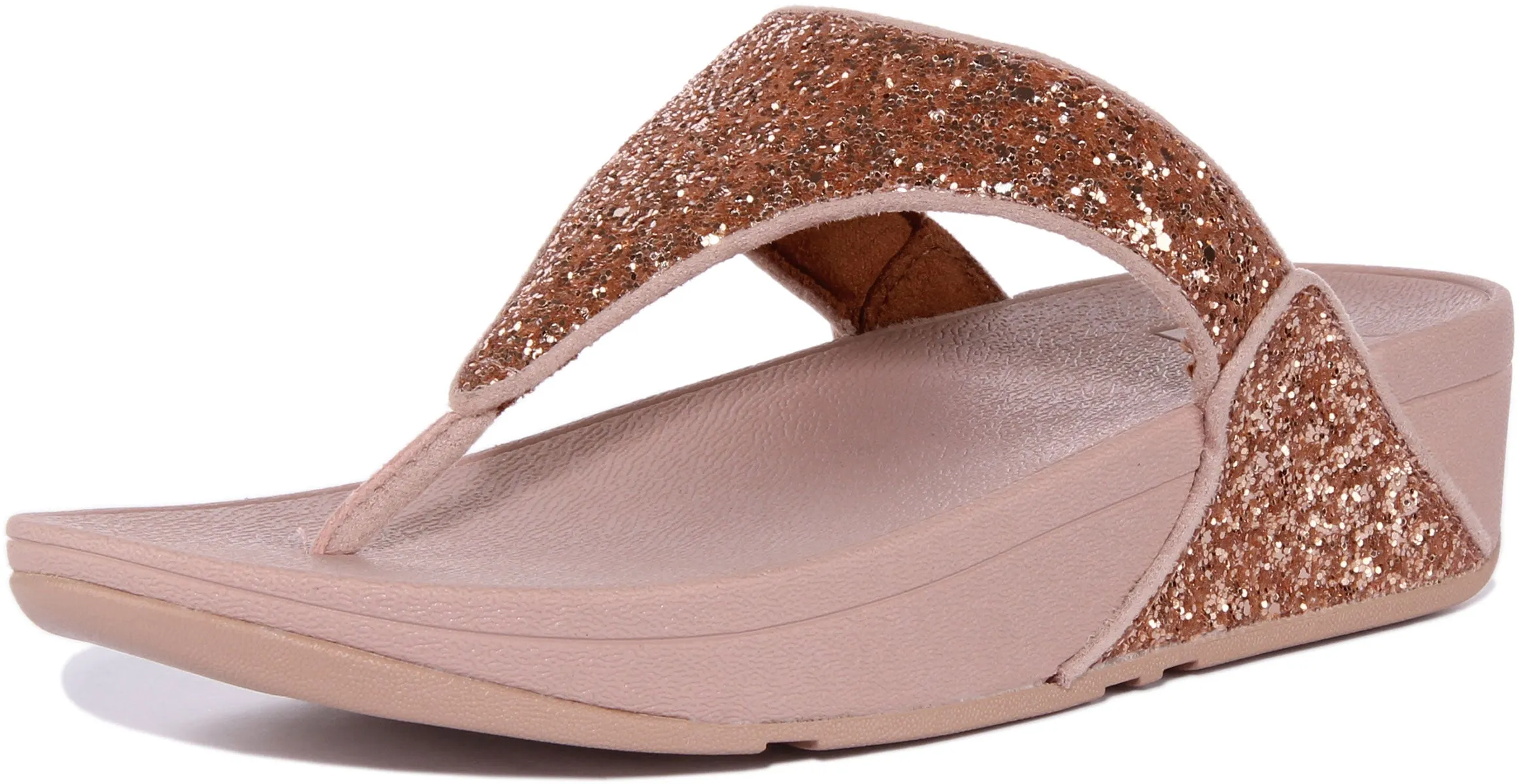 Sandali con Tomaia in Gomma Glitterata da Donna Fitflop Lulu con Comfort Cristallino e Cinturino Tra le Dita a Mezzanotte