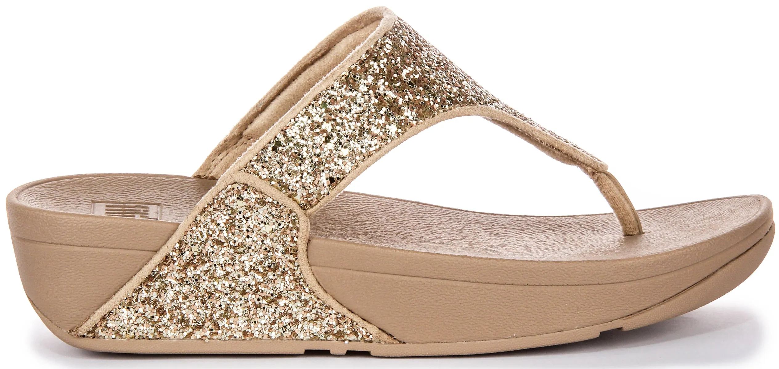 Sandali con Tomaia in Gomma Glitterata da Donna Fitflop Lulu con Comfort Cristallino e Cinturino Tra le Dita in Nero