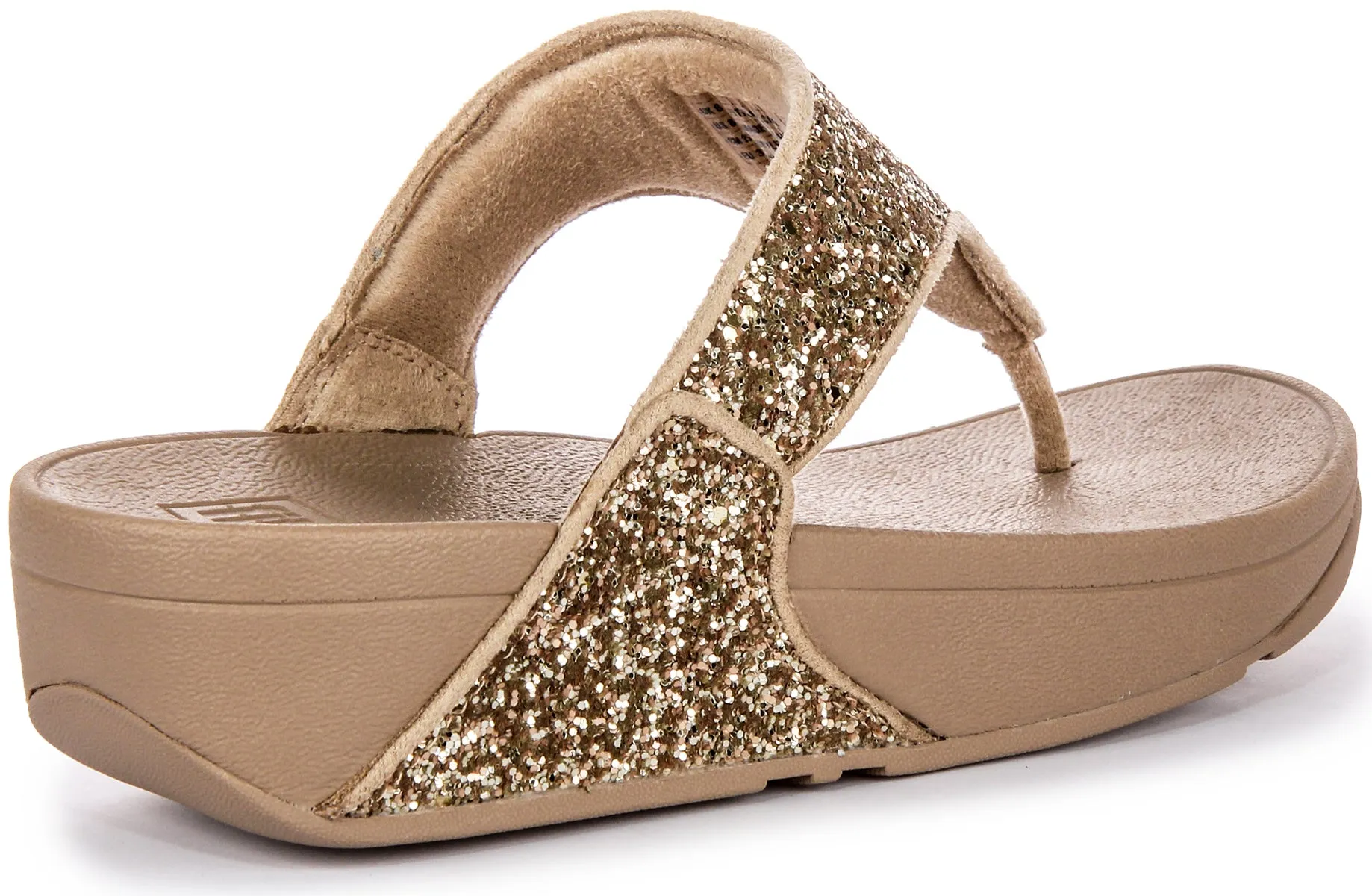 Sandali con Tomaia in Gomma Glitterata da Donna Fitflop Lulu con Comfort Cristallino e Cinturino Tra le Dita in Nero