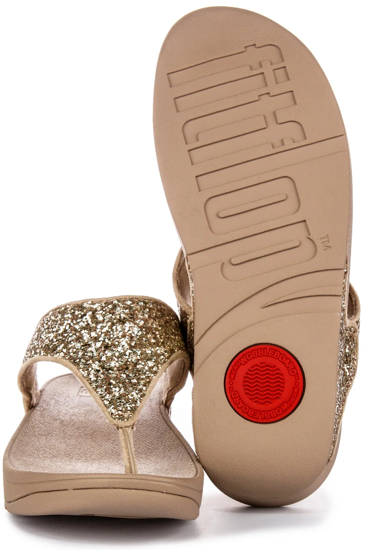 Sandali con Tomaia in Gomma Glitterata da Donna Fitflop Lulu con Comfort Cristallino e Cinturino Tra le Dita in Nero