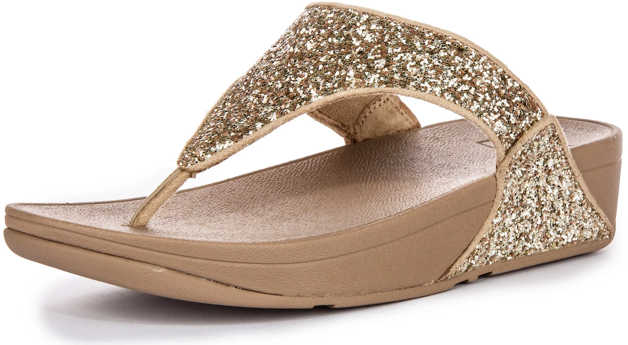 Sandali con Tomaia in Gomma Glitterata da Donna Fitflop Lulu con Comfort Cristallino e Cinturino Tra le Dita in Nero