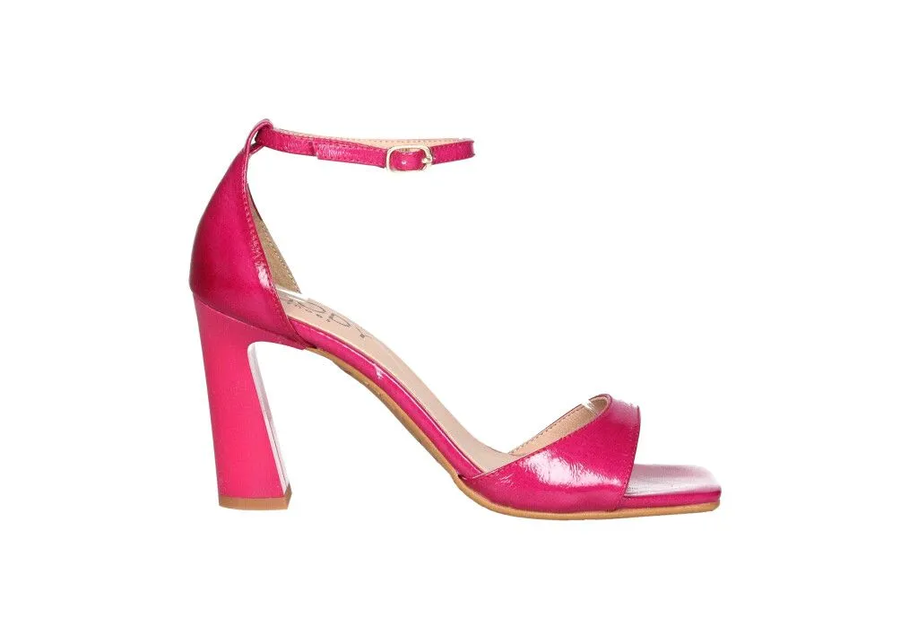 Sandalia Fucsia Talon Cerrado Pulsera Tacon Alto