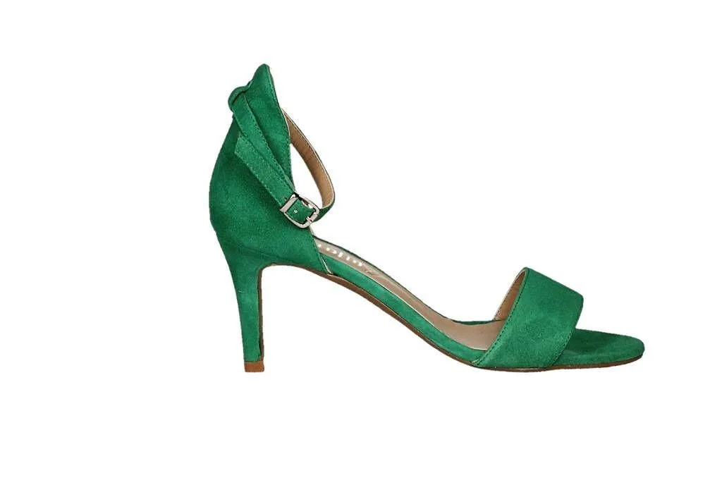 Sandalia Pulsera Ante Verde Punta/lados Abierto