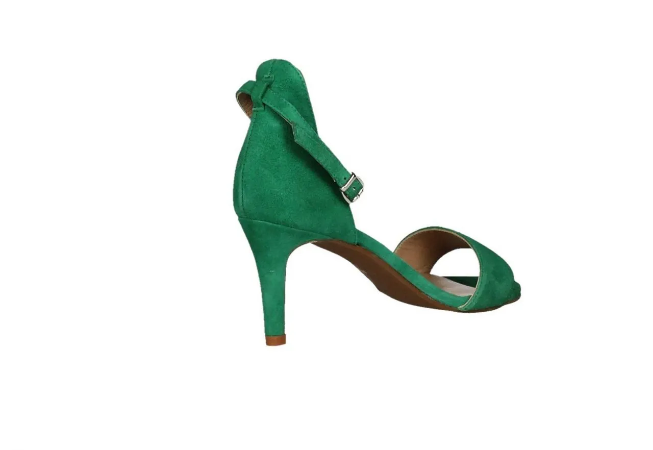 Sandalia Pulsera Ante Verde Punta/lados Abierto