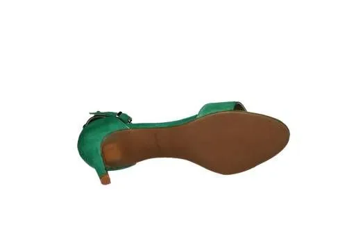 Sandalia Pulsera Ante Verde Punta/lados Abierto