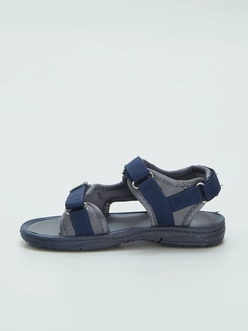 SANDALIAS ABIERTAS CON VELCRO  AZUL