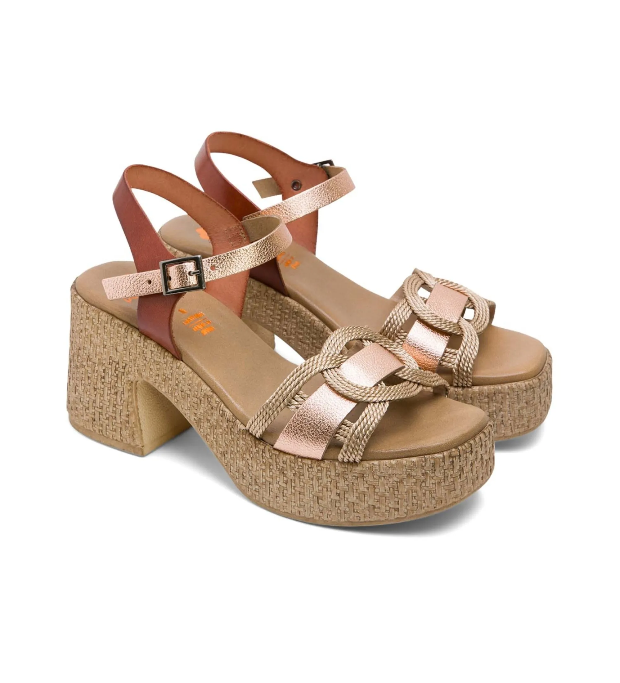 SANDALIAS DE PIEL JANA BRONCE ALTURA TACóN 8CM