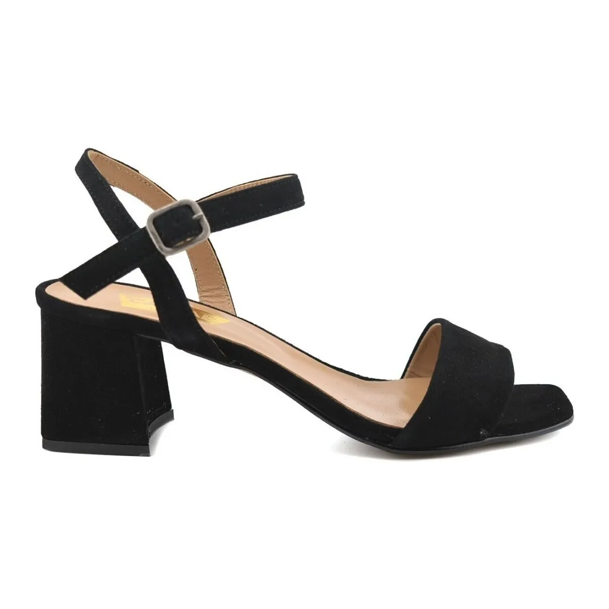 Sandalias de piel negras con tacón by