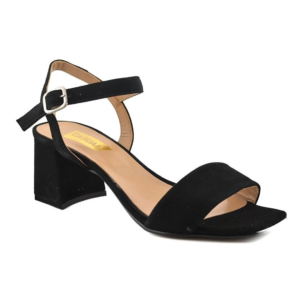 Sandalias de piel negras con tacón by