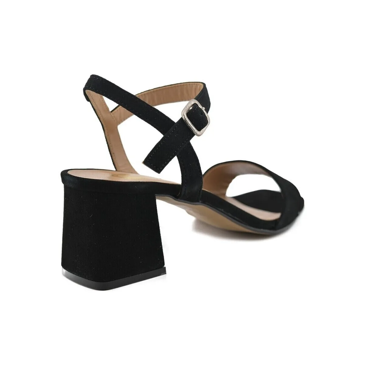 Sandalias de piel negras con tacón by