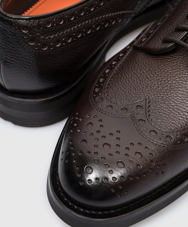 Santoni Brown leather brogues
