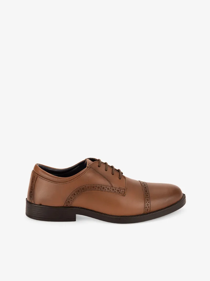 SAPATO DERBY BROGUE CAP TOE SIDEFLEX EM PELE DE ATACADOR COM SOLA COMFORT
