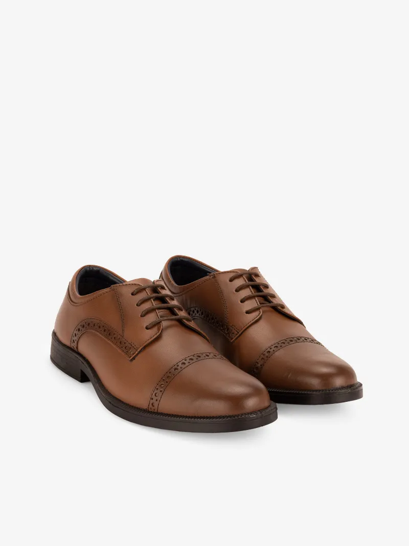 SAPATO DERBY BROGUE CAP TOE SIDEFLEX EM PELE DE ATACADOR COM SOLA COMFORT