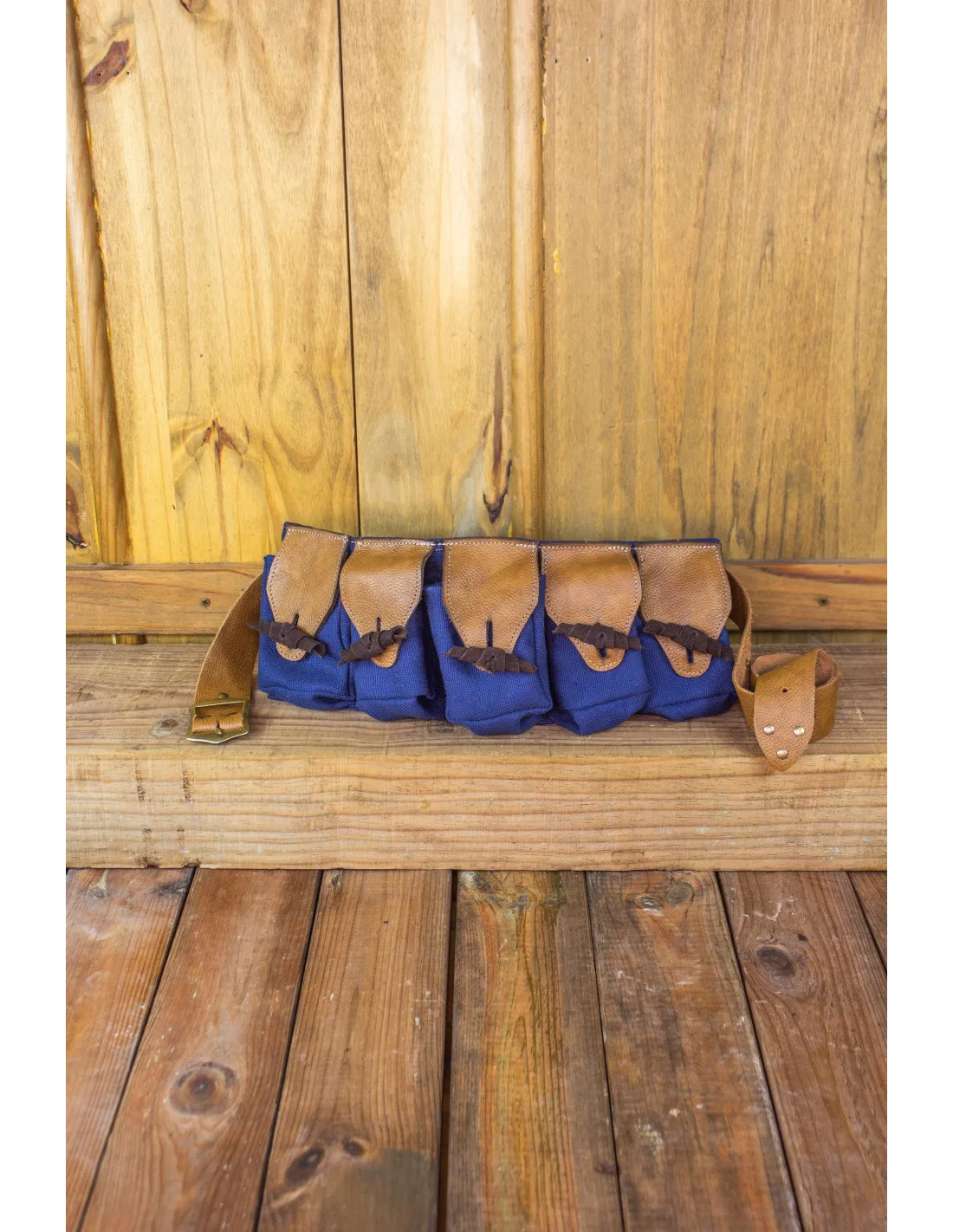 SET 5 BOLSAS, TIPO RIñONERA, CON CINTURóN DUERO  AZUL