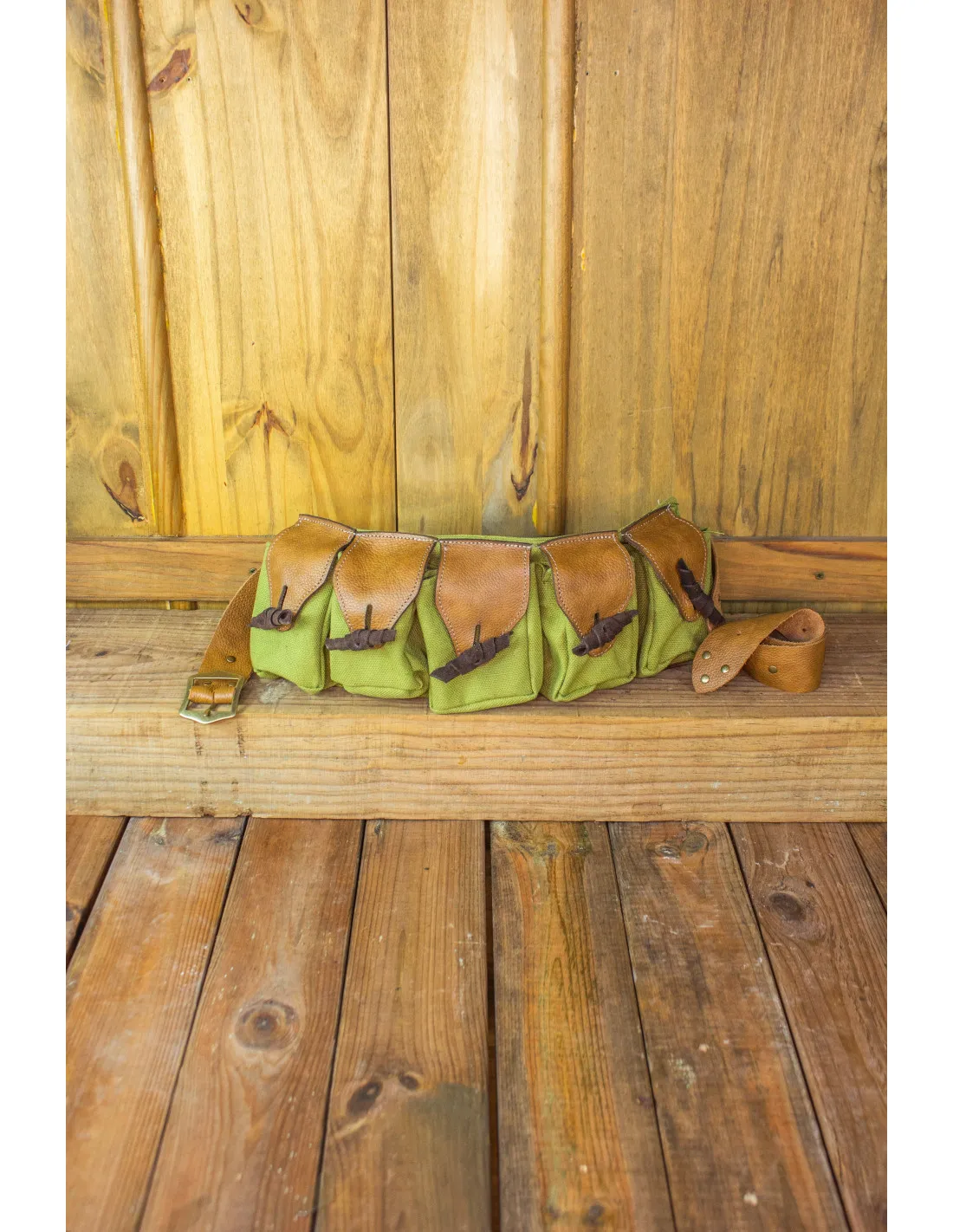 SET 5 BOLSAS, TIPO RIñONERA, CON CINTURóN DUERO  VERDE