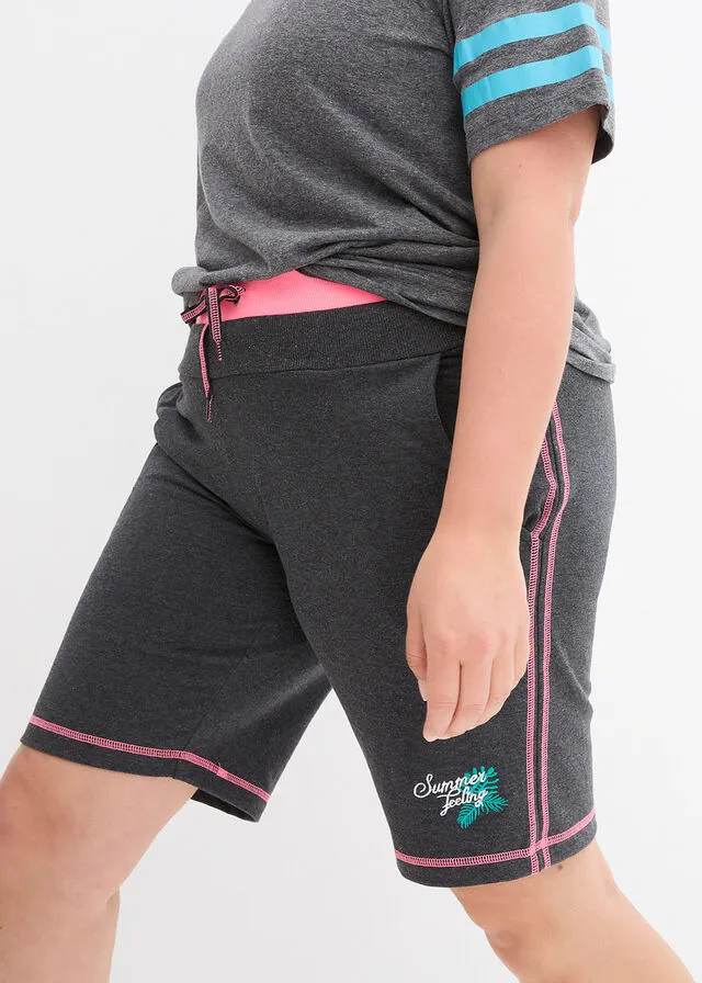 Shorts de verano de punto Antracita jaspeado