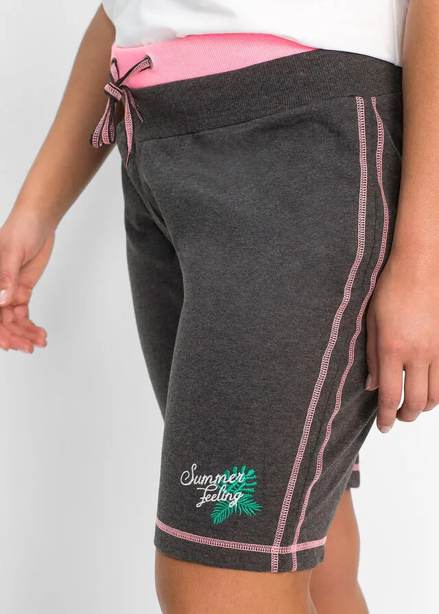 Shorts de verano de punto Antracita jaspeado