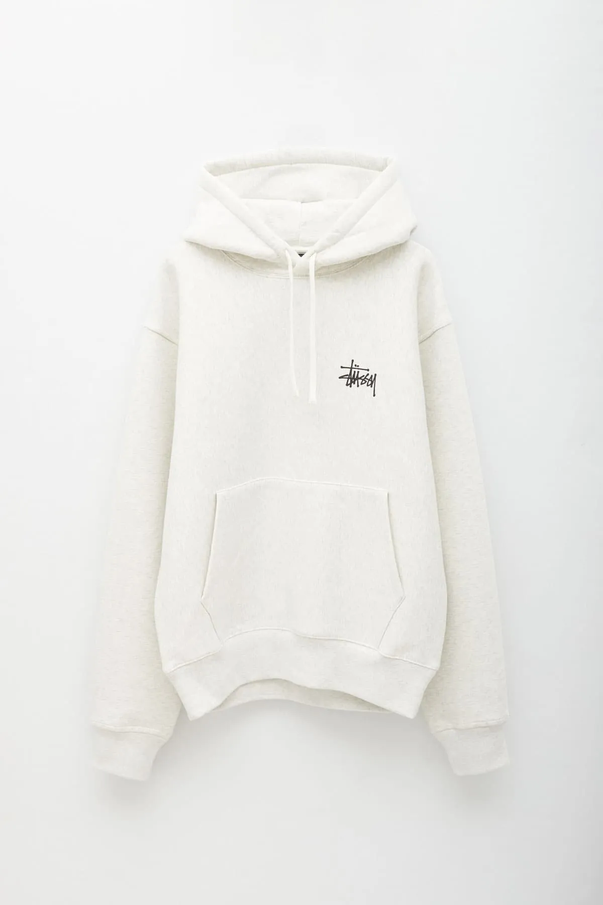STUSSY ASH HEATHER BASIC LOGO HOODIE