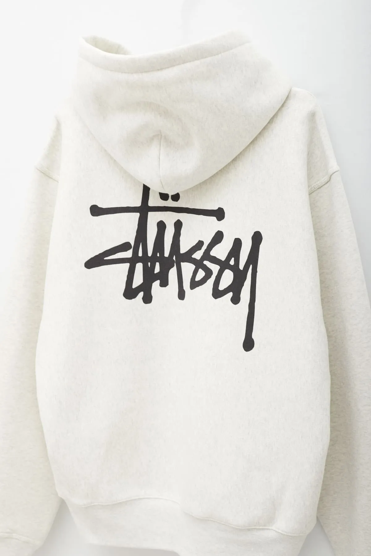 STUSSY ASH HEATHER BASIC LOGO HOODIE