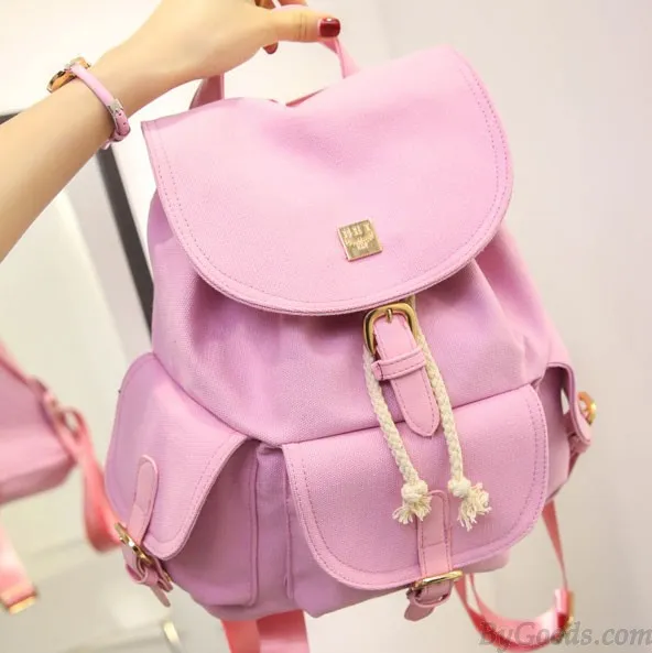 Sweet Candy Canvas College Rucksack Mint Green Pure Color Girls Backpack