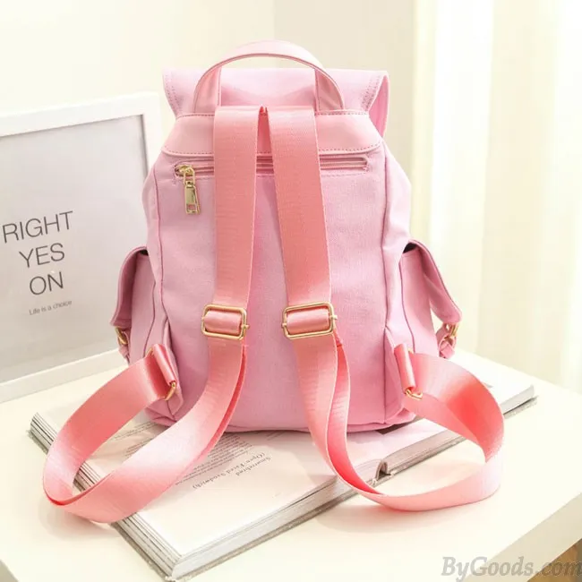 Sweet Candy Canvas College Rucksack Mint Green Pure Color Girls Backpack