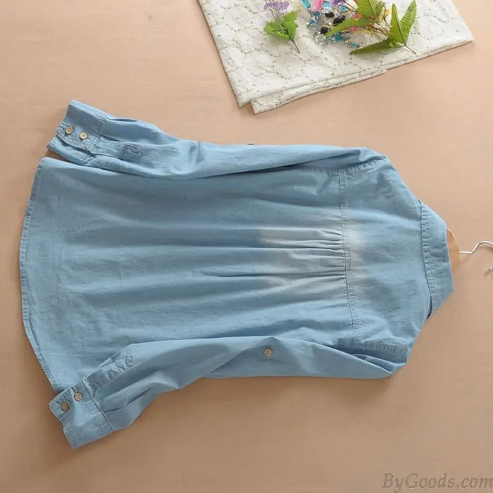 Sweet Fresh Loose Lace Denim Shirt
