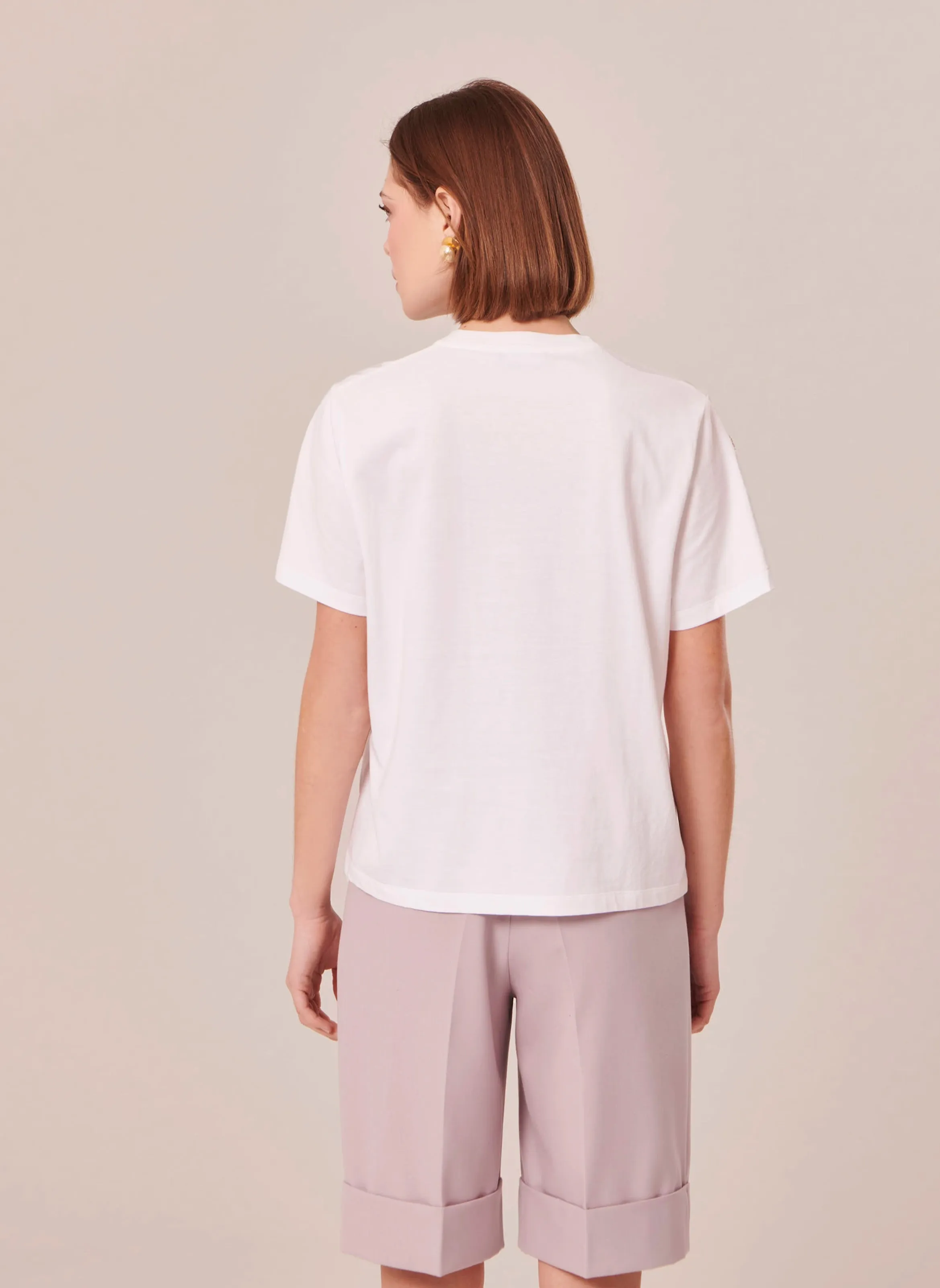 TARA JARMON TARALOVE  CAMISETA CON STRASS DE ALGODóN ORGáNICO EN BLANCO