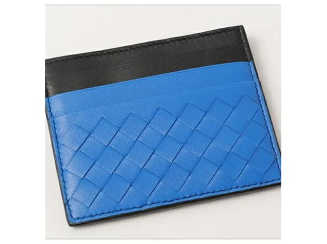 Tarjetero Intrecciato Bottega Veneta Negro Azul 