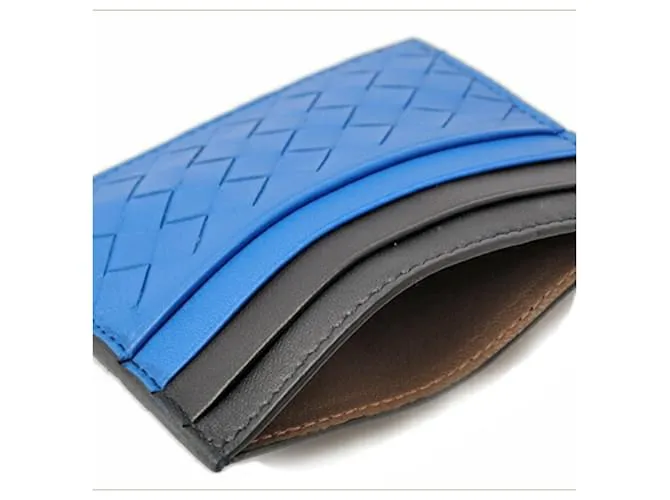 Tarjetero Intrecciato Bottega Veneta Negro Azul 