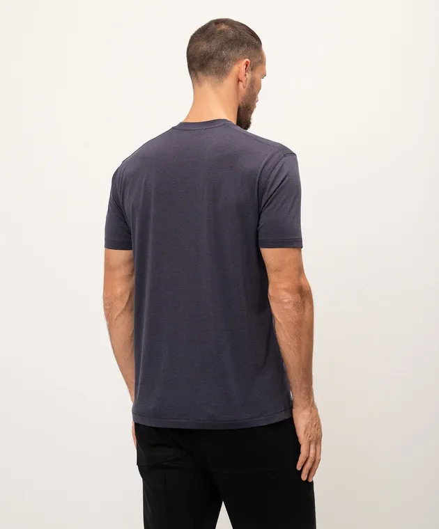 TOM FORD BLUE TSHIRT WITH LOGO EMBROIDERY