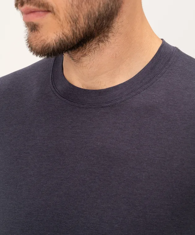 TOM FORD BLUE TSHIRT WITH LOGO EMBROIDERY