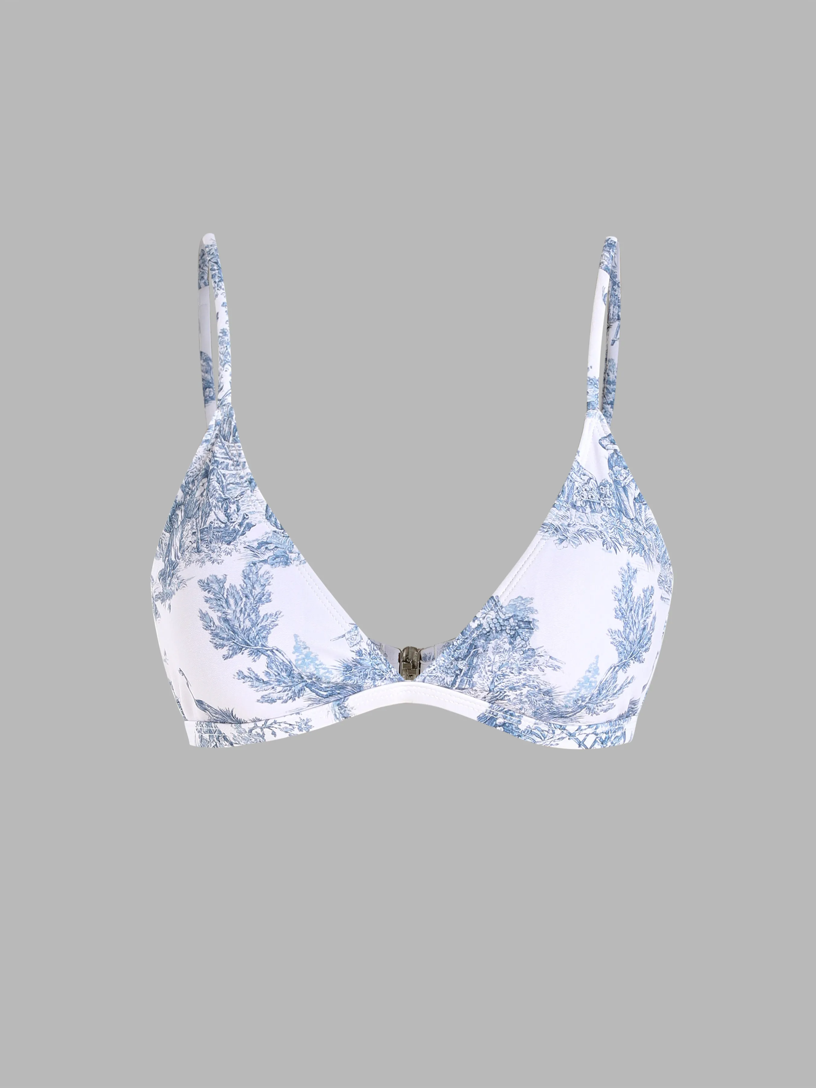 Top de Bikini Triangular Toile de Jouy para Vacaciones en la Playa de Santorini