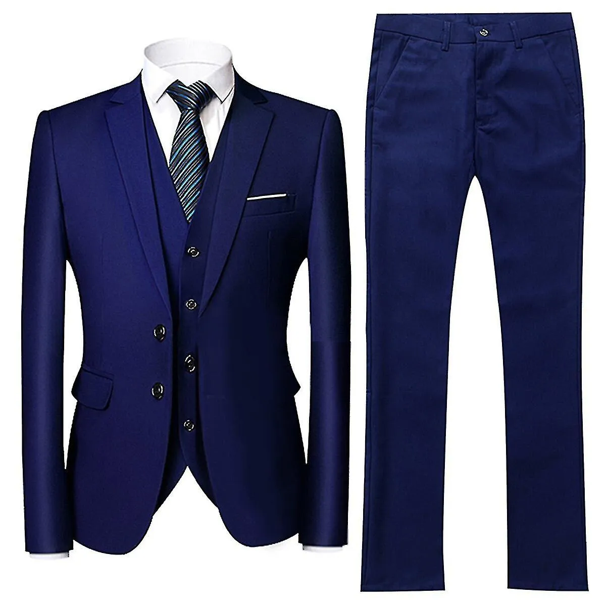 Traje de 3 piezas para hombre Trajes de boda Esmoquin Blazer Chaleco Pantalones Q