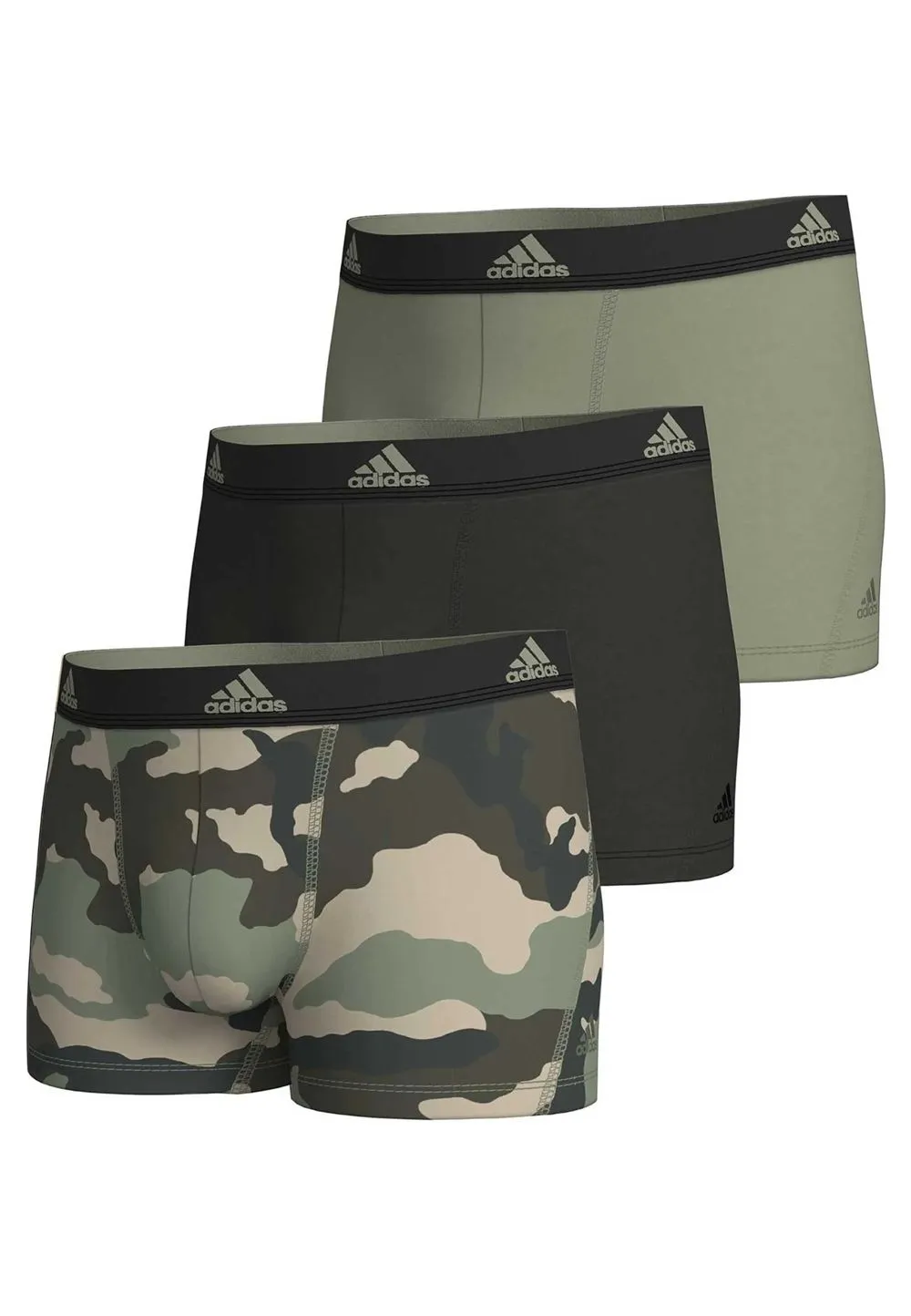 Tripack boxers adidas verdes active flex cotton camu print