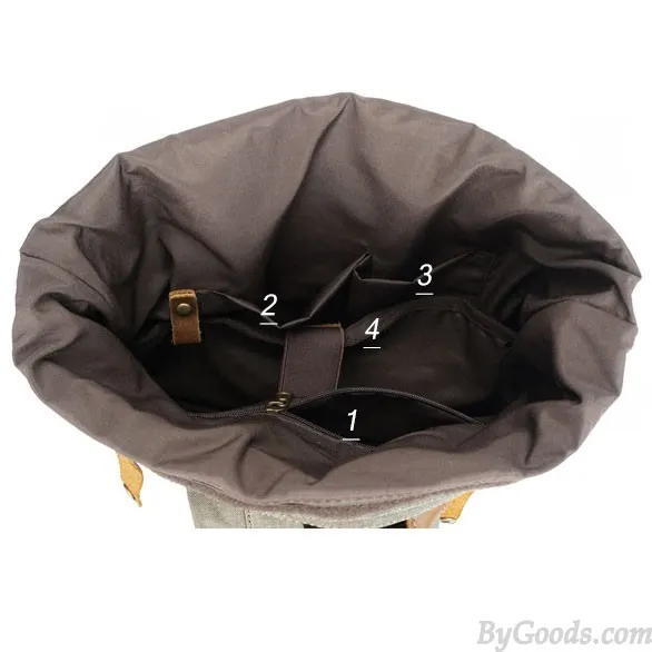 Unique Man Retro Canvas Buckle Leather Waterproof Square Flap School Backpack Large Travel Backpack