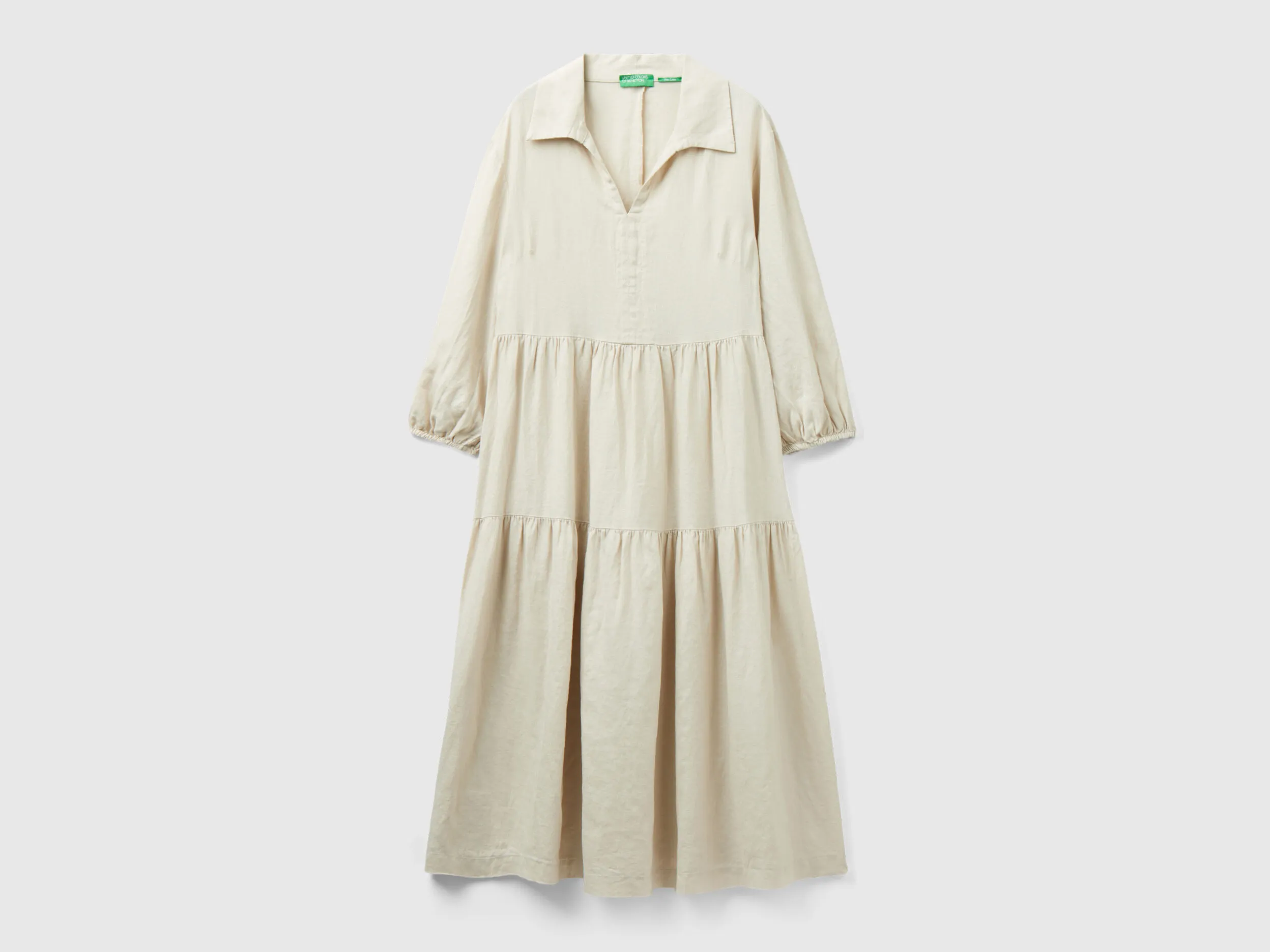 Vestido con volantes de lino puro