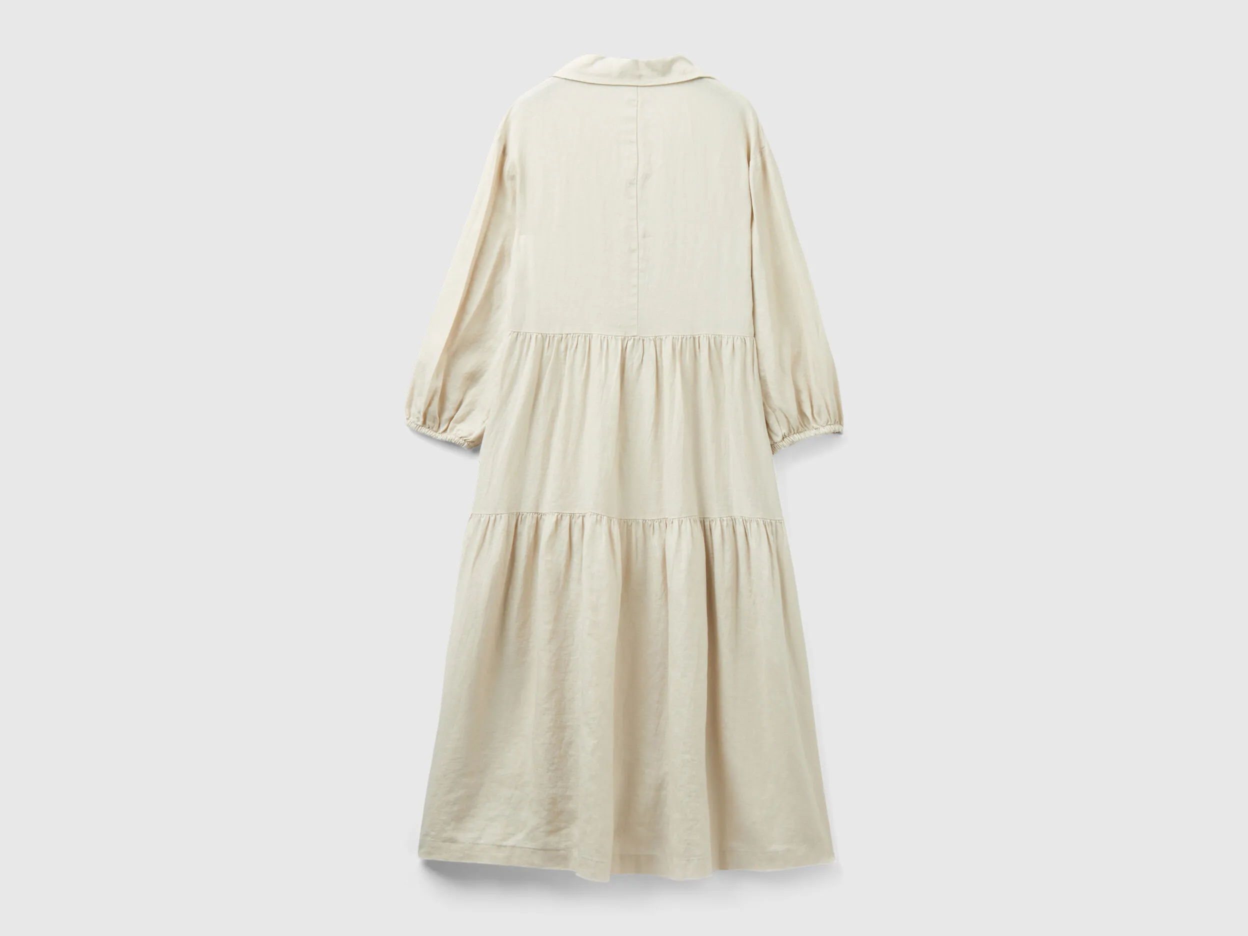 Vestido con volantes de lino puro
