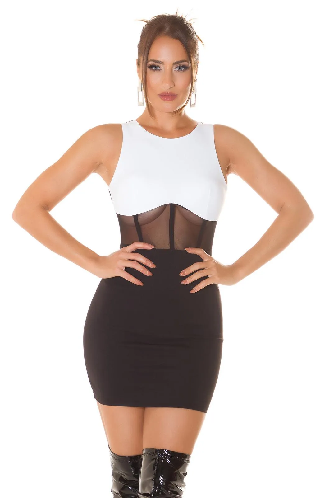 Vestido de fiesta negro con blanco 