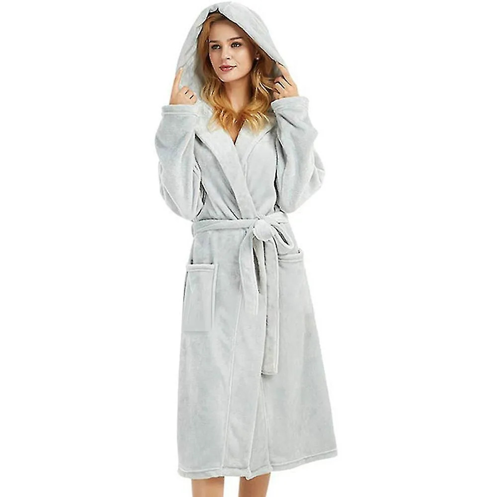 Vestido de mujer Vestido de lana con capucha Forrado de albornoz esponjoso A