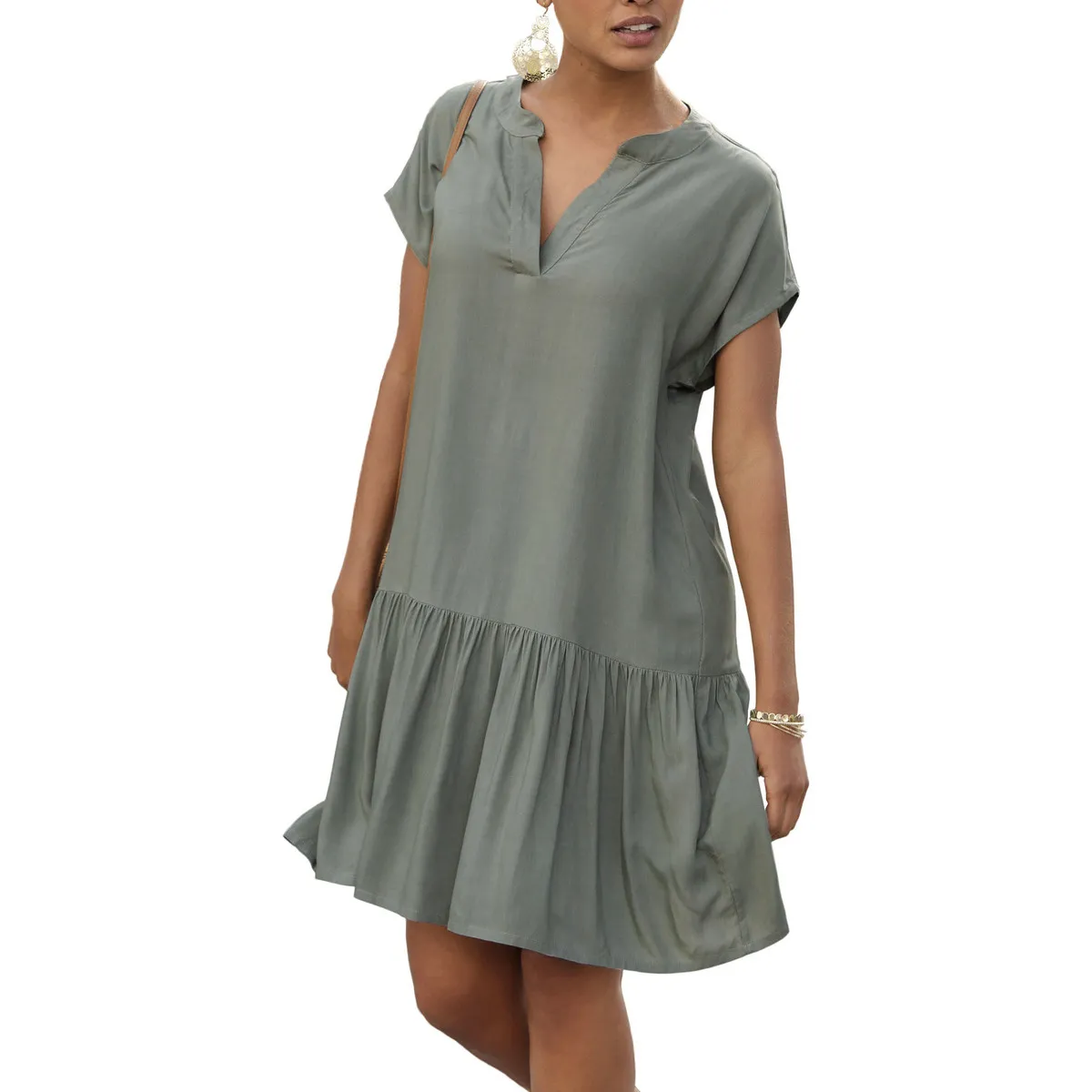 Vestido de verano manga corta Volant