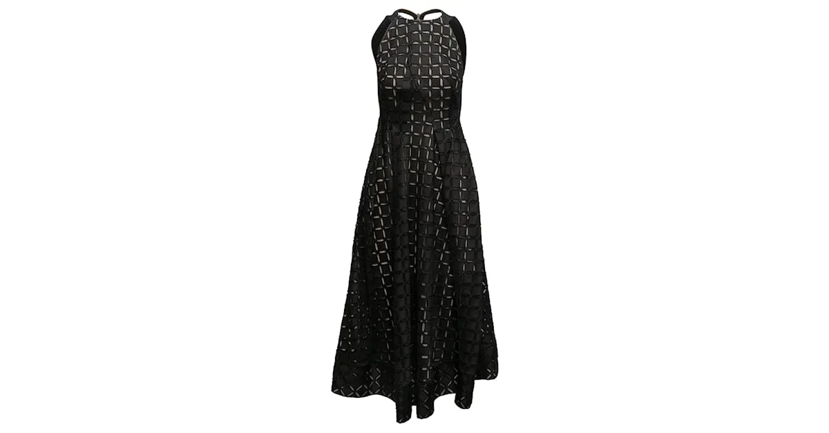 Vestido largo sin mangas con recortes Roland Mouret negro Talla EE. UU. 8 