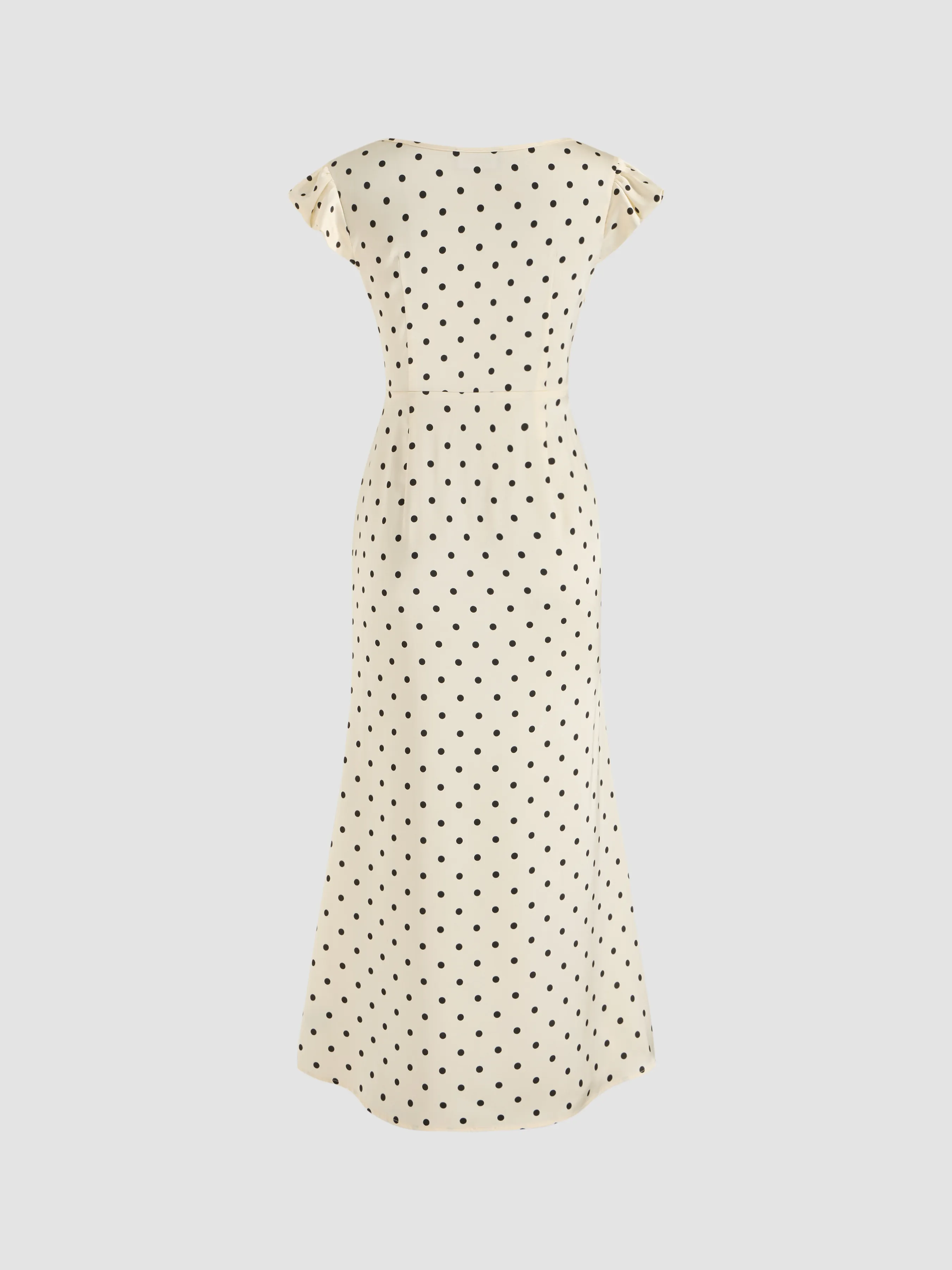 Vestido Maxi de Lunares con Encaje y Escote Corazón Tejido