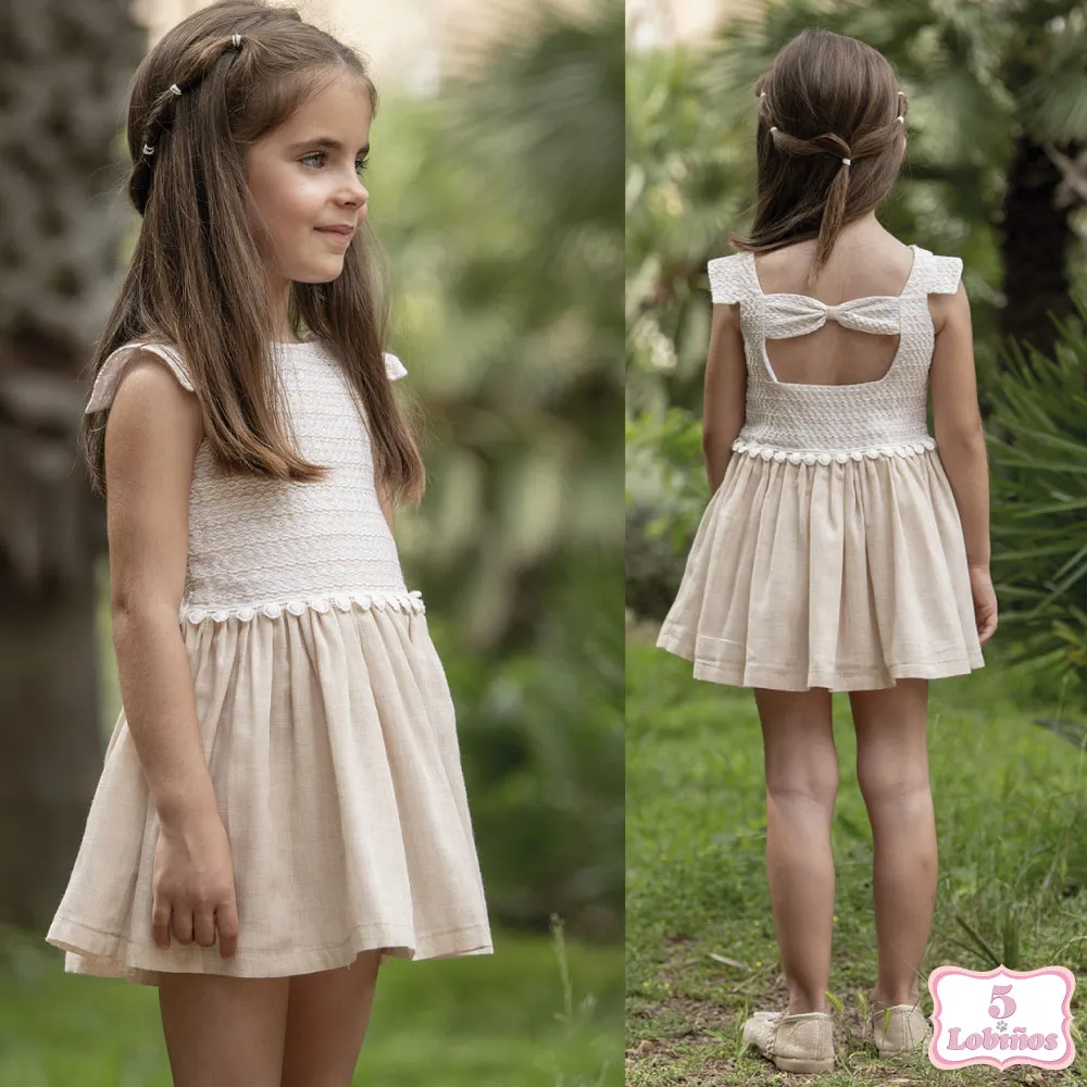 VESTIDO NIÑA GASA TOSTADO Coco Acqua