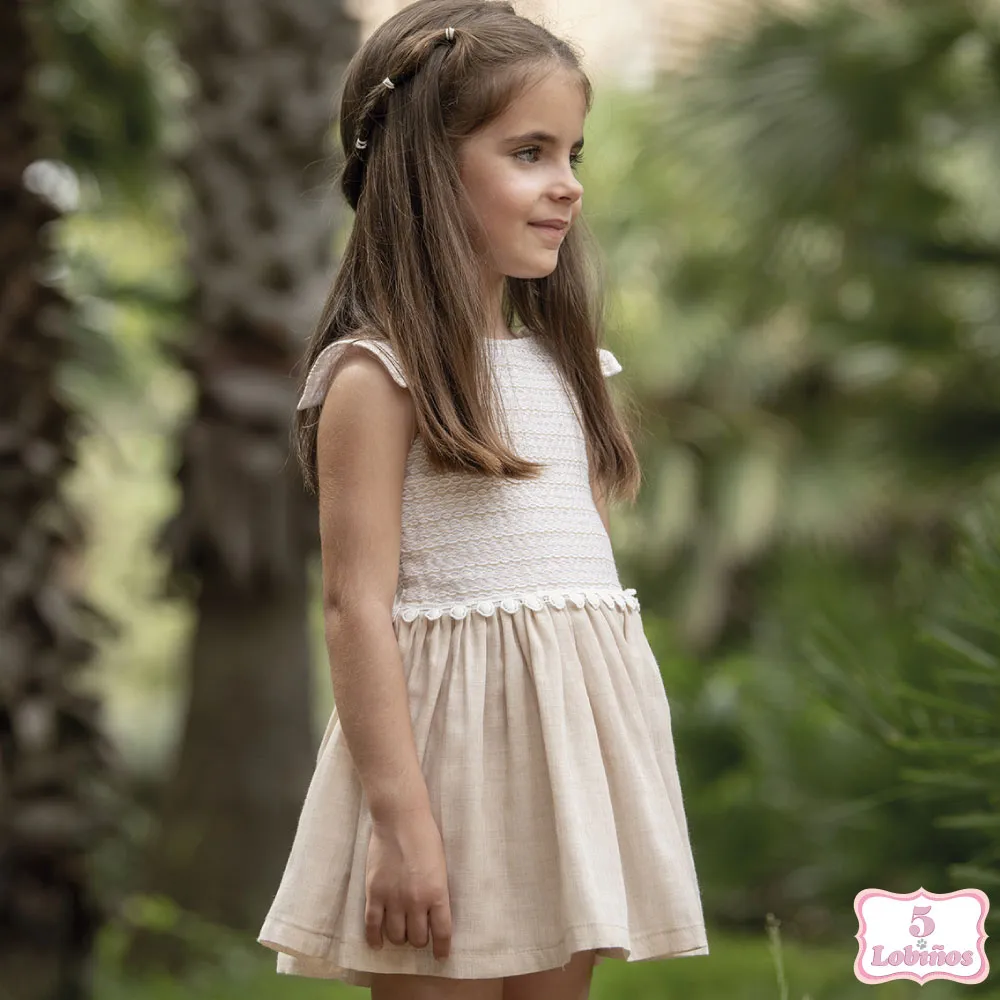 VESTIDO NIÑA GASA TOSTADO Coco Acqua