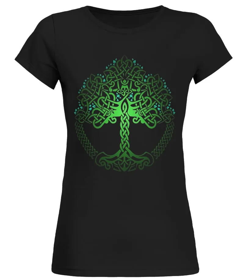VIKING CELTIC KNOTWORK TREE OF LIFE TSHIRT  LIMITED EDITION CAMISETA CUELLO REDONDO MUJER